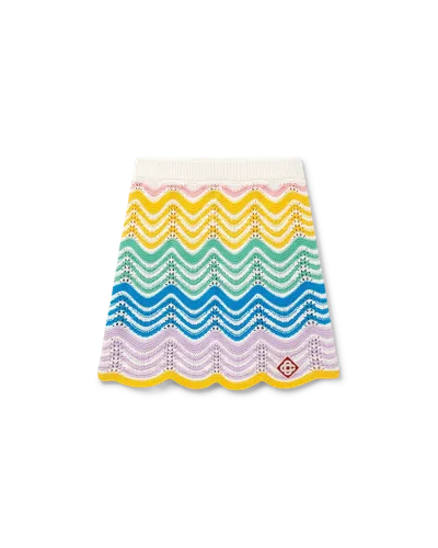 Casablanca Paris Gradient Wave Crochet Skirt In Blue In Multi
