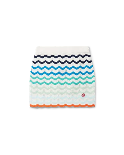 Casablanca Paris Gradient Wave Crochet Skirt In White