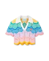 Casablanca Paris Gradient Wave Crochet Top In White In Multi