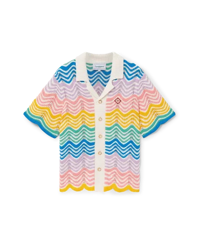 Casablanca Paris Gradient Wave Knit Shirt In Blue In Multi