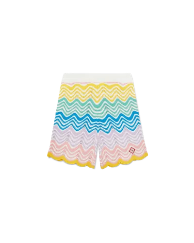 Casablanca Paris Gradient Wave Knit Shorts In Blue In Multi