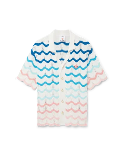 Casablanca Paris Gradient Wave Short-sleeve Crochet Shirt In Multi