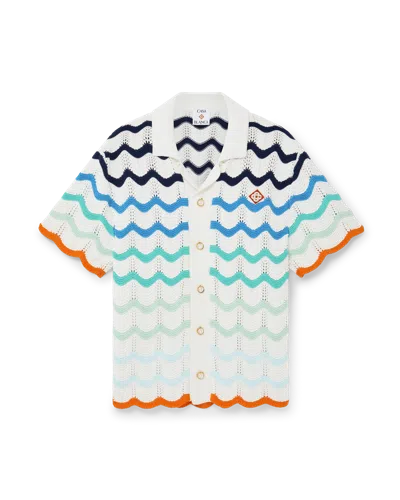 Casablanca Paris Gradient Wave Short-sleeve Crochet Shirt In Multi