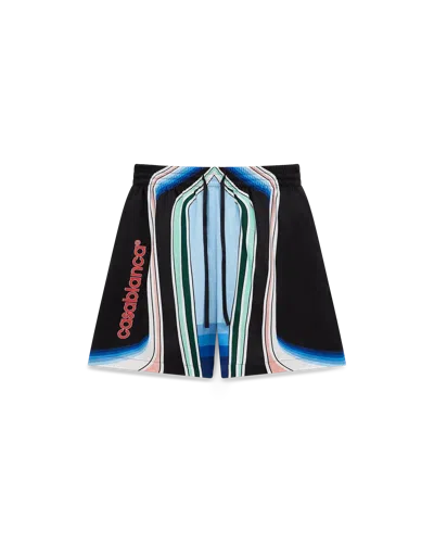 Casablanca Paris Graphic Mountain Silk Shorts In Multi