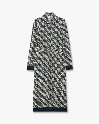 Casablanca Paris Green & Navy Check Jersey Monogram Midi Dress In Black