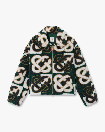 Casablanca Paris Green & Navy Check Monogram Fleece Jacket