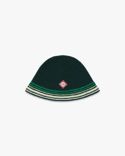 Casablanca Paris Green Striped Crochet Hat