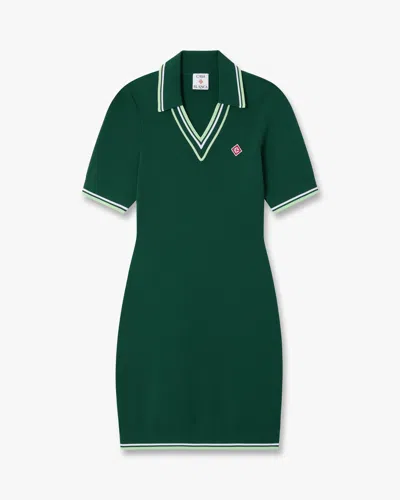 Casablanca Paris Green V-neck Polo Mini Dress