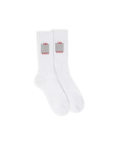 Casablanca Paris Grey Casa Square Socks In Red