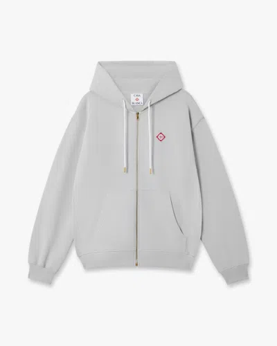 Casablanca Paris Grey Diamond Logo Zip Hooded Sweatshirt In Neutral