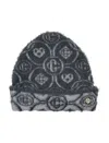 Casablanca Paris Grey Fluffy Monogram Beanie Hat In Gray