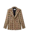 Casablanca Paris Heart Jacquard Single Breasted Jacket In Brown