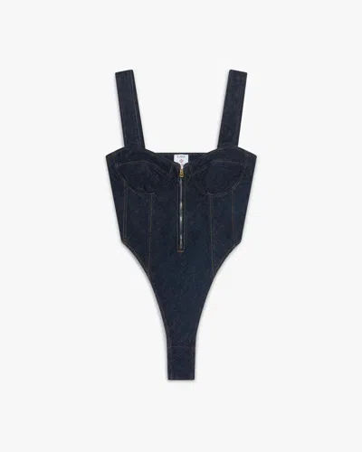 Casablanca Paris Indigo Denim Bodysuit In Blue