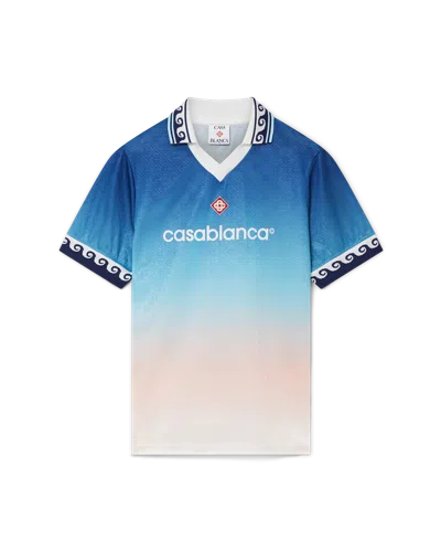 CASABLANCA PARIS JACQUARD GRADIENT FOOTBALL SHIRT IN BLUE