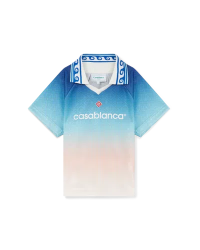 Casablanca Paris Jacquard Monogram Football Shirt In Blue