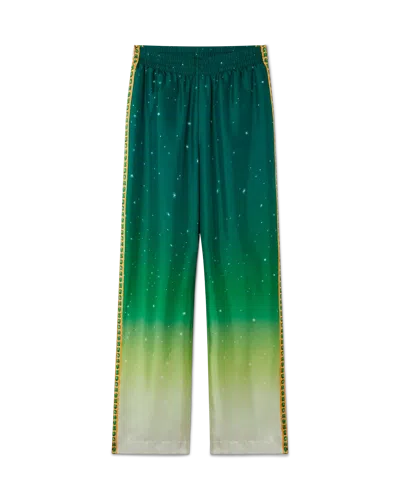 Casablanca Paris Joyaux D'afrique Silk Trousers In White In Green