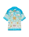 Casablanca Paris Kawaii Motif Short Sleeve Silk Twill Shirt In Multi