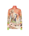 Casablanca Paris King Of Cards Printed Mesh Top In Orange