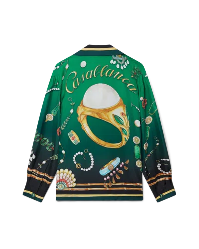 Casablanca Paris La Boite A Bijoux Long-sleeve Silk Shirt In Green