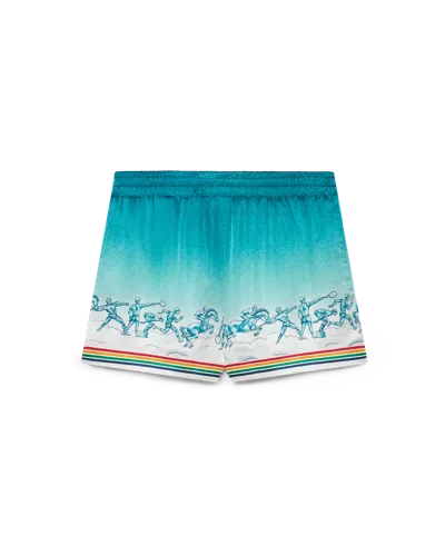 Casablanca Paris La Déesse Du Stade Silk Shorts In Multi