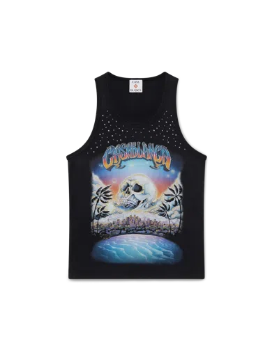 Casablanca Paris La Prémonition Crystal Embellished Tank Top In Black