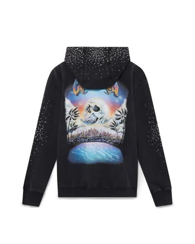 Casablanca Paris La Prémonition Crystal Embellished Zip Hooded Sweatshirt In Black