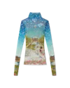 Casablanca Paris L'amour En Fleur Printed Mesh Top In Multi