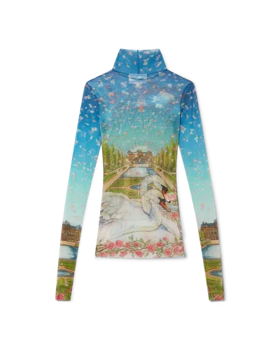 Casablanca Paris L'amour En Fleur Printed Mesh Top In Multi