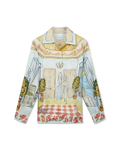 Casablanca Paris L'appartement De Reve Cuban Collar Long-sleeve Silk Shirt In Multi