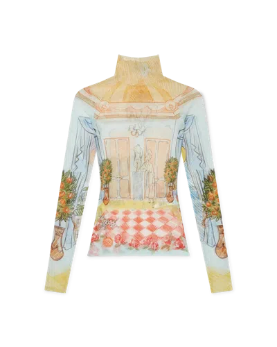 Casablanca Paris L'appartement De Reve Printed Mesh Top In Multi
