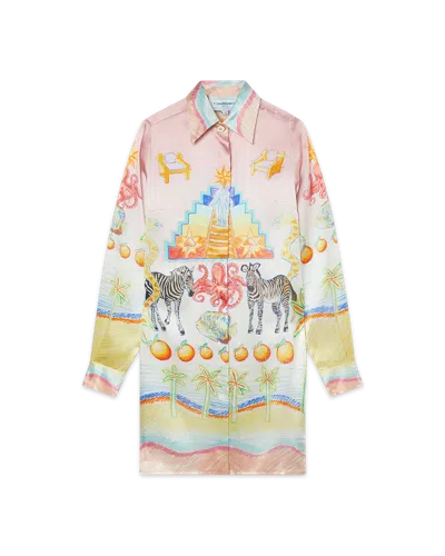 Casablanca Paris L'arbre De Vie Button Through Dress In Pink