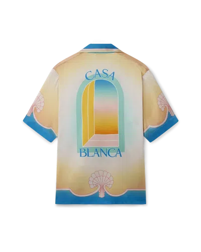 Casablanca Paris L'arc Coloré Short-sleeve Silk Shirt In Green