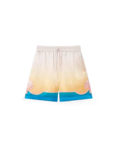 Casablanca Paris L'arc Coloré Silk Shorts In Blue