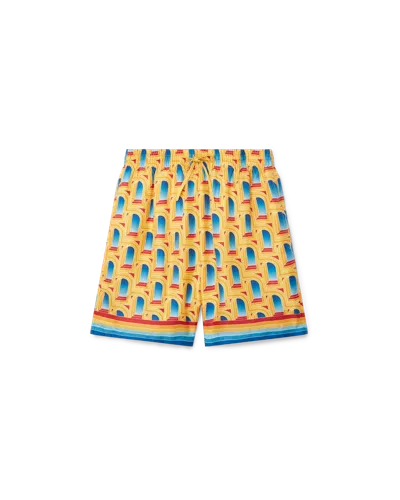 Casablanca Paris L'arche De Jour Silk Shorts In Red In Multi