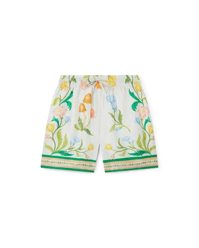Casablanca Paris L'arche Fleurie Silk Shorts In Multi