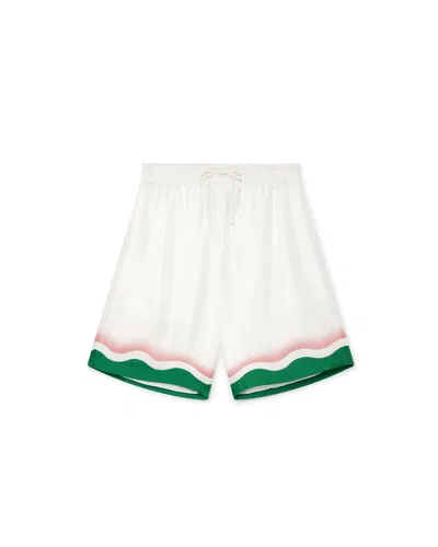 Casablanca Paris Le Jeu De Ping Pong Silk Shorts In White