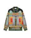Casablanca Paris Le Palais En Fleur Long-sleeve Silk Shirt In Multi