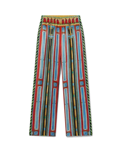 Casablanca Paris Le Palais En Fleur Silk Trousers In Multi
