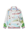 Casablanca Paris Le Passage Long-sleeve Silk Shirt In Blue