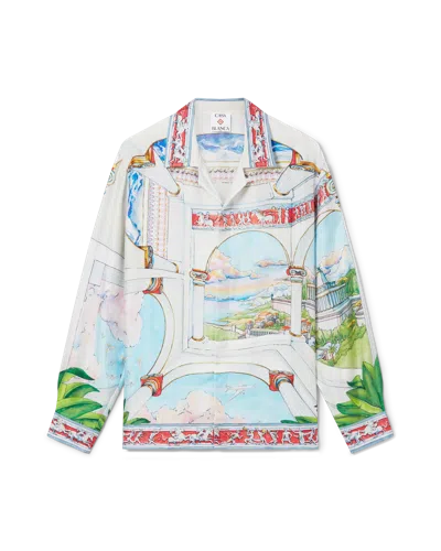 Casablanca Paris Le Passage Long-sleeve Silk Shirt In Blue