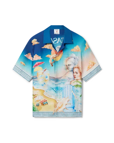 CASABLANCA PARIS LE PLONGEON SHORT SLEEVE SILK SHIRT