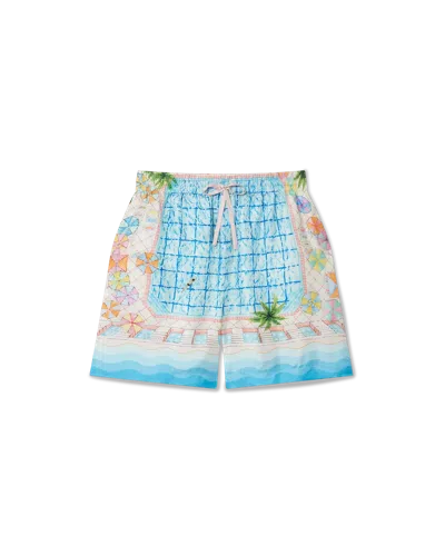 Casablanca Paris Le Plongeon Silk Shorts In Blue