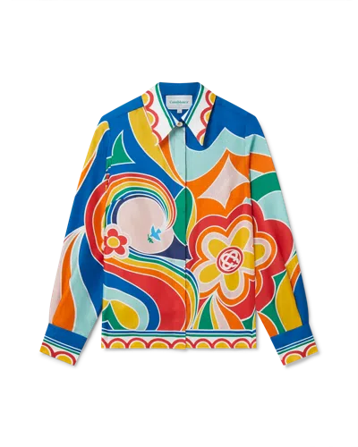Casablanca Paris Le Pouvoir Des Fleurs Long-sleeve Silk Shirt In Multi