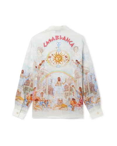 Casablanca Paris Le Temple Du Savoir Linen Shirt In Multi