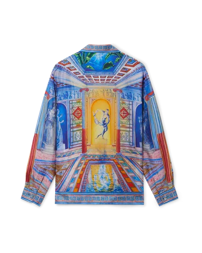 Casablanca Paris Le Temple Long-sleeve Silk Shirt In Multi