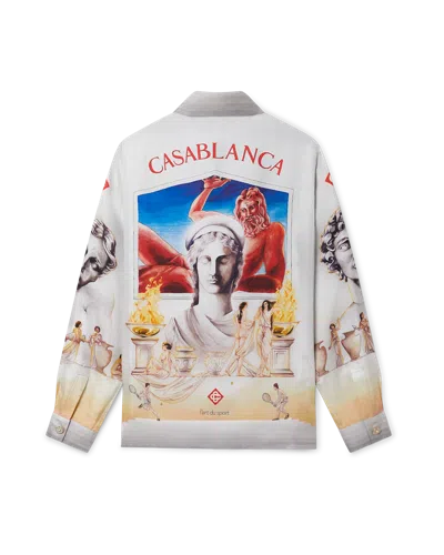 Casablanca Paris Le Theatre Long-sleeve Silk Shirt In White