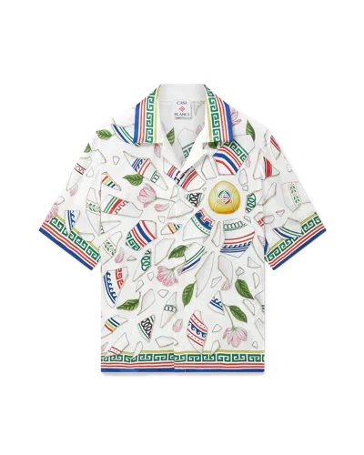 Casablanca Paris Le Vase Brise Short-sleeve Silk Shirt In Multi
