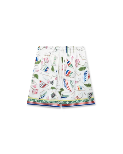 Casablanca Paris Le Vase Brise Silk Shorts In Multi