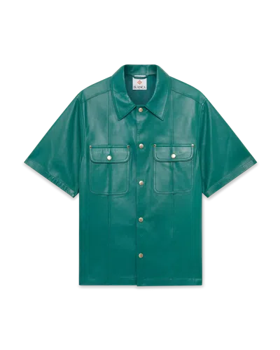 Casablanca Paris Leather Short-sleeve Shirt In Green