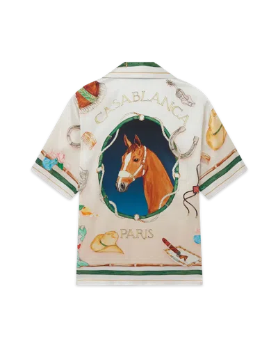 Casablanca Paris L'ecurie Blanche Short-sleeve Silk Shirt In Multi
